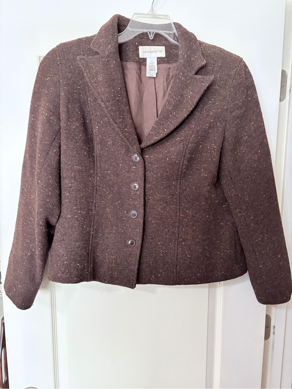 Liz Claiborne Brown Speckled Tweed Blazer